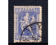 1911/21 - GRECIA - 1d. OLTREMARE HERMES - USATO - LOTTO/32318