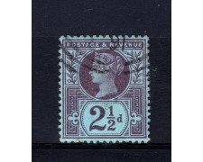 1887/900 - GRAN BRETAGNA -2,5  d. VIOLETTO SU BLU - USATO - LOTTO/32082