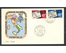 1967 - REPUBBLICA - LOTTO/39173 - CODICE POSTALE - FDC ROMA