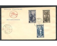 1955 - REPUBBLICA - LOTTO/40382 - ITALIA AL LAVORO  3v. - BUSTA FDC
