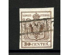 1853 - LOMBARDO VENETO - LOTTO/40503 - 30 Centesimi BRUNO SCURO II° TIPO - USATO 