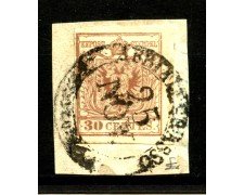 1853/54 - LOMBARDO VENETO - LOTTO/40504 - 30 Centesimi BRUNO GRGIASTRO II° TIPO - USATO  ABBIATEGRASSO