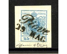 1851/52 - LOMBARDO VENETO - LOTTO/40511 - 45 Centesimi  AZZURRO CHIARO - USATO  PIOVE
