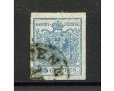 1853 - LOMBARDO VENETO - LOTTO/40514 - 45 Centesimi AZZURRO  VERDASTRO TIPO II° - USATO 