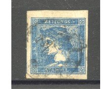 1855 - LOMBARDO VENETO - LOTTO/40521 - 3 Centesimi AZZURRO PER GIORNALI - USATO