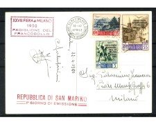 1950 - SAN MARINO - LOTTO/42402 - POSTA AEREA FIERA DI MILANO - CARTOLINA FDC