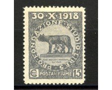 1919 - FIUME - LOTTO/39875 - 15+5c. ARDESIA PLEBISCITO - LINGUELLATO