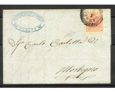 1852 - LOMBARDO VENETO - LOTTO/40527 - 15 Centesimi ROSSO SU BUSTA DA CARATE  PER MORBEGNO
