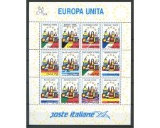 1993 - REPUBBLICA - EUROPA UNITA - FOGLIETTO DI12 FRANCOBOLLI - NUOVO - LOTTO/31607