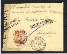 1917 - REGNO - LOTTO/42423 - BUSTA PER COMITATO DI SOCCORSO BERNESE SVIZZERA