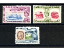 1960 - JAMAICA - LOTTO/38754 - CENTENARIO DEL FRANCOBOLLO 3v. - NUOVI