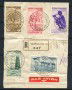 1935 - LIBIA - LOTTO/43300 -  IX° FIERA DI TRIPOLI  . INSIEME DI 5 VALORI SU PARTE DI RACCOMANDATA PER VIA AEREA