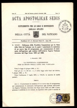 1980 - LOTTO/11001 - VATICANO - AEROGRAMMA ARCHIVIO SEGRETO - ACTA APOSTOLICAE