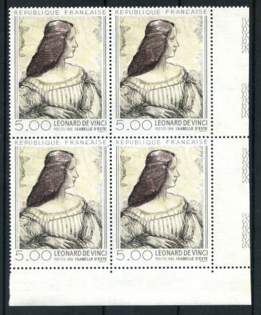 1986 - LOTTO/FRA2444Q - FRANCIA - LEONARDO DA VINCI - QUARTINA