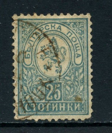 1889/96 - BULGARIA - 25 s. AZZURRO GRIGIO STEMMA - USATO - LOTTO/27115