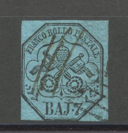 1852 - STATO PONTIFICIO - LOTTO/40265 - 7 BAJ  AZZURRO - USATO