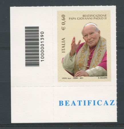 2011 - LOTTO/15394CB - PAPA GIOVANNI PAOLO II° - CODICE A BARRE