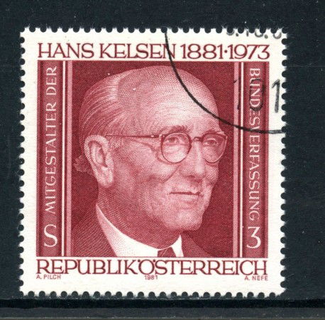 1981 - AUSTRIA - HANS KELSEN - USATO - LOTTO/28236