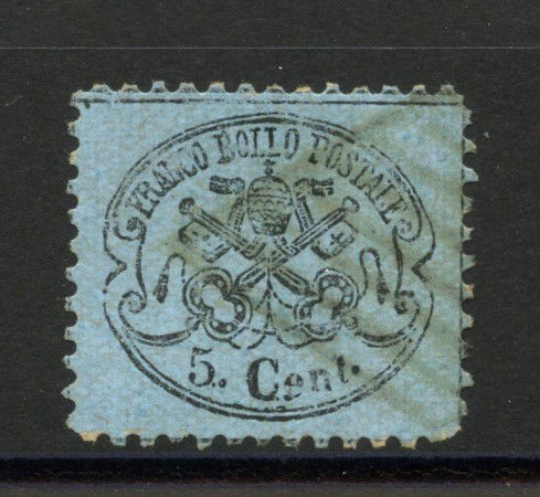 1868 - STATO PONTIFICIO - LOTTO/40269 - 5 Cent. AZZURRO CHIARO - USATO
