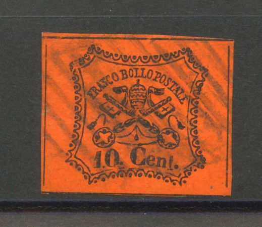 1867 - STATO PONTIFICIO - LOTTO/40266 -  10 Cent. VERMIGLIO ARANCIO - USATO