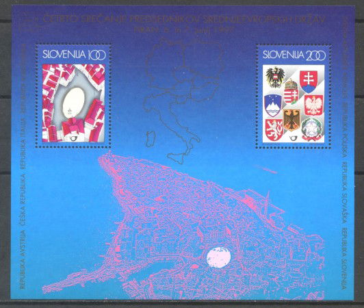 1997 - SLOVENIA - RIUNIONE PRESIDENTI STATI EUROPA CENTRALE - FOGLIETTO NUOVO - LOTTO/33933