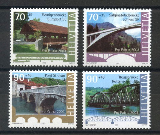 2003 - SVIZZERA - PRO PATRIA  4v. - NUOVI - LOTTO/37387