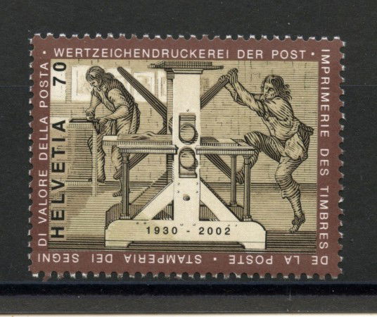 2002 - SVIZZERA - TIPOGRAFIA DELLE POSTE - NUOVO - LOTTO/37373