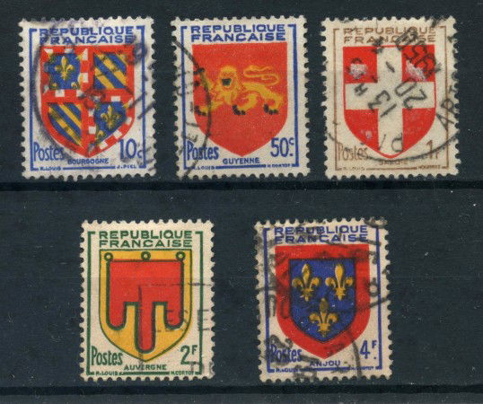 1949 - FRANCIA - STEMMI 5v. - USATI - LOTTO/28495