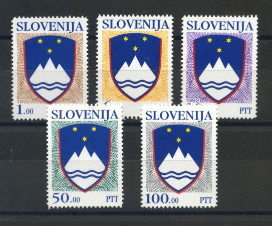 1992 - SLOVENIA - STEMMA REPUBBLICA 5v. - NUOVI - LOTTO/33648