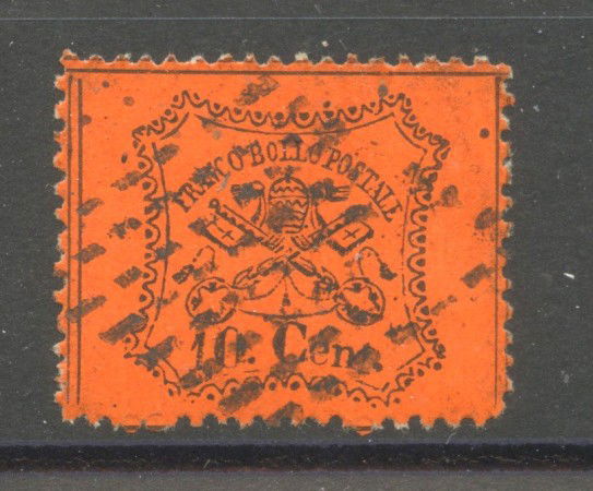 1868 - STATO PONTIFICIO - LOTTO/40271 - 10 Cent. ARANCIO VERMIGLIO - USATO