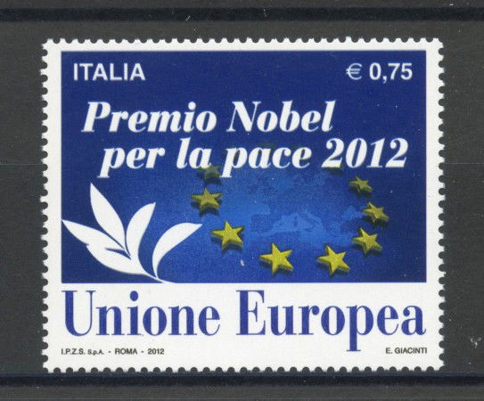 2012 - REPUBBLICA -  PREMIO NOBEL PER LA PACE - NUOVO - LOTTO/37176