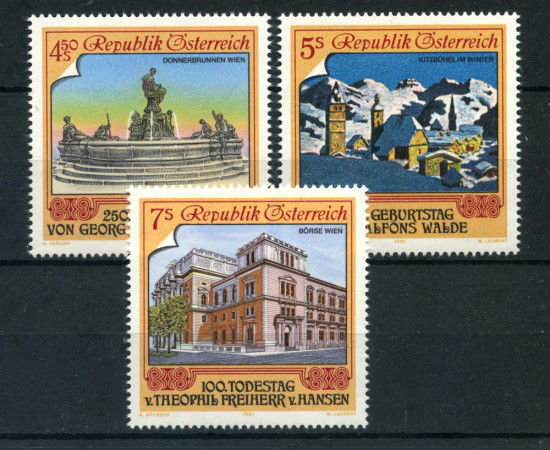1991 - LOTTO/23357 - AUSTRIA - ARTISTI AUSTRIACI 3v. - NUOVI