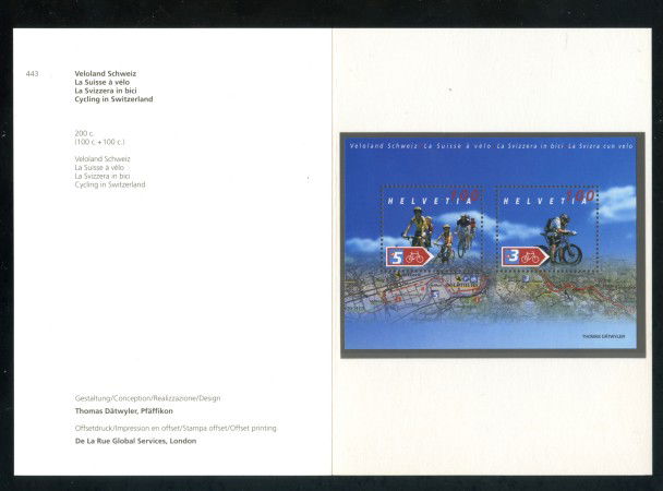 2004 - SVIZZERA - CICLOTURISMO - FOGLIETTO NUOVO -  FOLDER - LOTTO/37419F