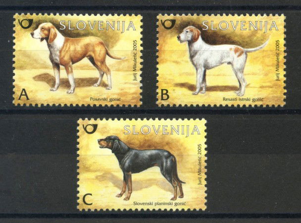 2005 - SLOVENIA - CANI DA CACCIA 3v. - NUOVI - LOTTO/34288