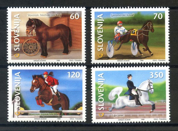 1999 - SLOVENIA - SPORT  EQUESTRI 4 v. - NUOVI - LOTTO/33974