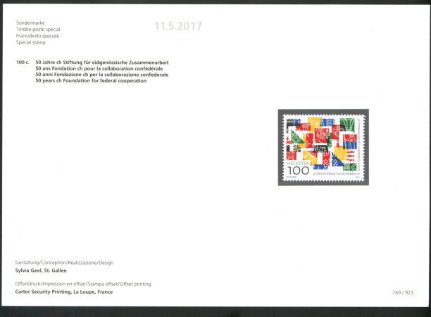 2017 - SVIZZERA - LOTTO /39706F - COOPERAZIONE FEDERALE - NUOVO FOLDER