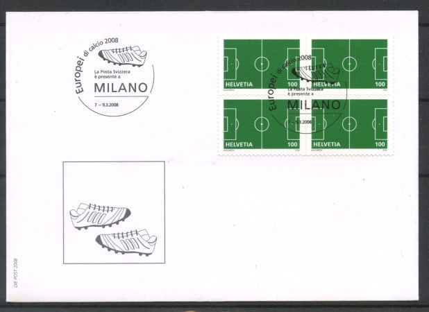 2008 - LOTTO/37569B - SVIZZERA - EUROPEI DI CALCIO 4v. USATI - BUSTA -