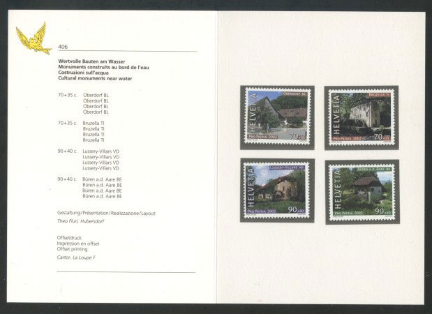 2002 - SVIZZERA - PRO PATRIA 4v. - NUOVI - FOLDER -  LOTTO/37367F
