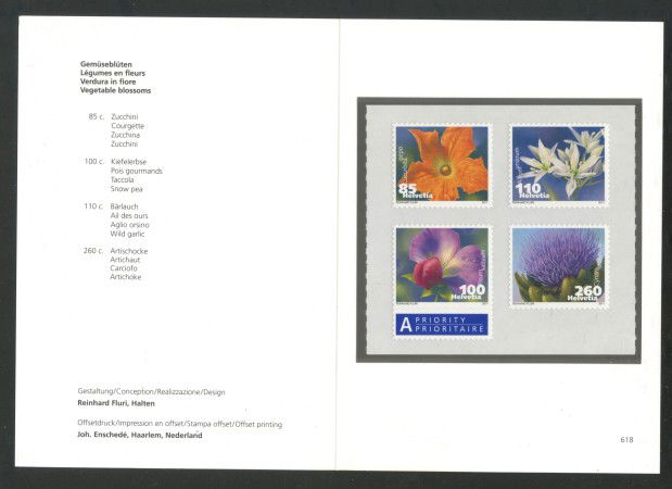 2011 - SVIZZERA - LOTTO/37777F - VERDURE E FIORI 4v. - NUOVI - FOLDER