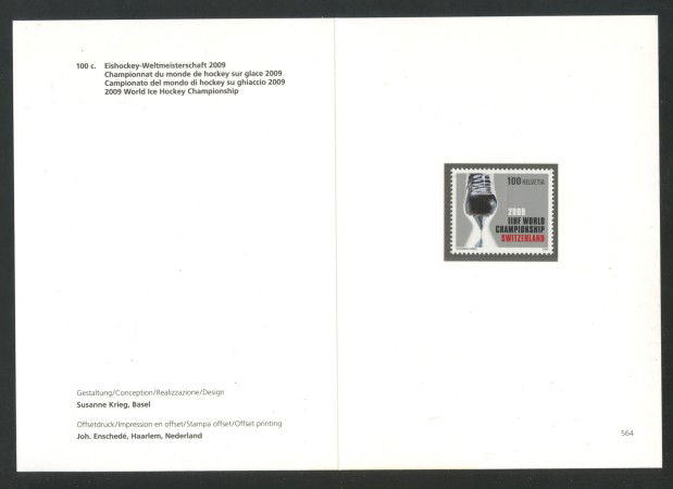 2009 - SVIZZERA - LOTTO/37707F - HOCKEY SU GHIACCIO - FOLDER -  NUOVO