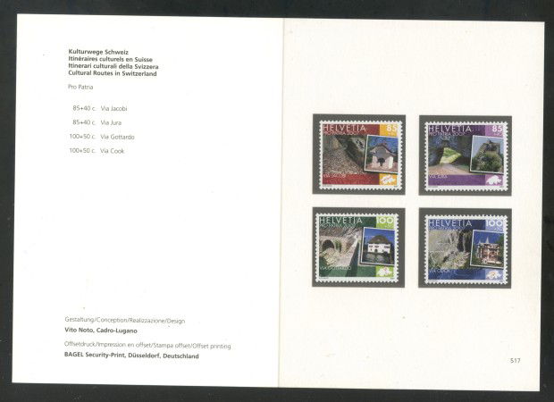 2007 - LOTTO/37552F - SVIZZERA - PRO PATRIA 4v. - NUOVI - FOLDER