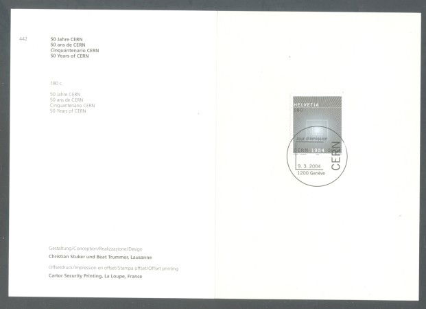 2004 - SVIZZERA - RICERCA NUCLEARE - USATO FDC - FOLDER - LOTTO/37418FU