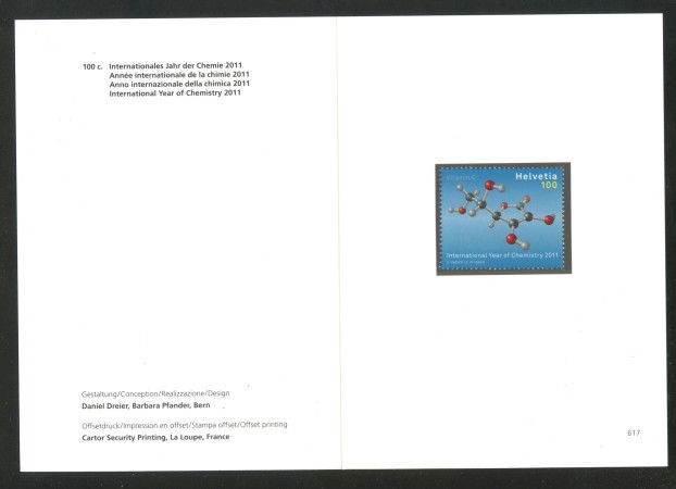 2011 - SVIZZERA - LOTTO/37776F - ANNO DELLA CHIMICA - NUOVO - FOLDER