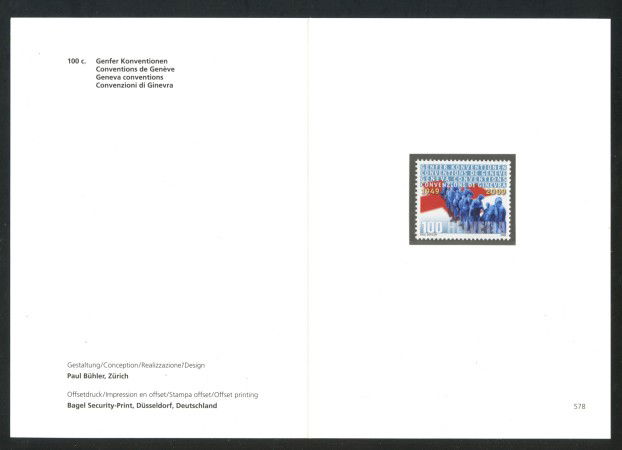 2009 - SVIZZERA - LOTTO/37721F - CONVENZIONE DI GINEVRA - NUOVO - FOLDER