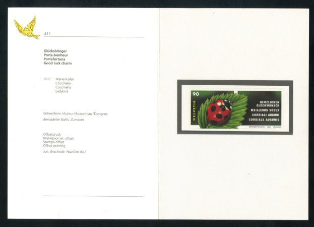 2002 - SVIZZERA - FRANCOBOLLO PER AUGURI - NUOVO -  FOLDER - LOTTO/37372F