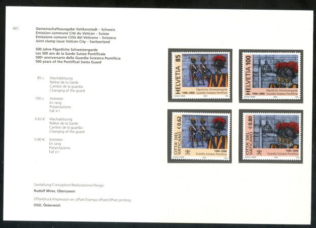 2005 - SVIZZERA - CENTENARIO GUARDIA SVIZZERA 4v. - NUOVI - FOLDER - LOTTO/37459FV