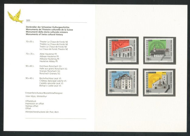 2001 - SVIZZERA - PRO PATRIA 4v. - NUOVI - LOTTO/37349F