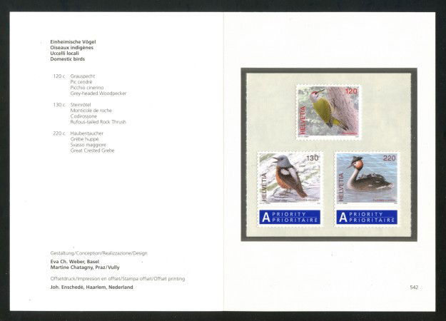 2008 - SVIZZERA - FAUNA UCCELLI 3v. -  FOLDER - NUOVI - LOTTO/37577F