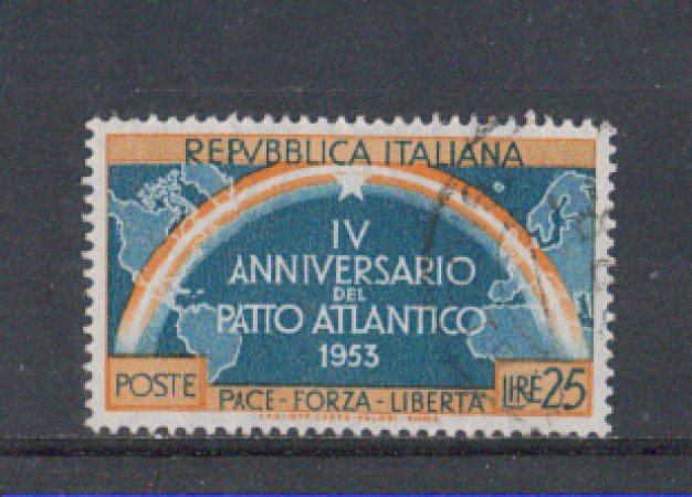 1953 - LOTTO/6216U - REPUBBLICA - 25 L. PATTO ATLANTICO USATO