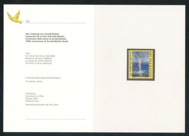 2001 - SVIZZERA - ARNOLD BOCKLIN - NUOVO - FOLDER -  LOTTO/37355F